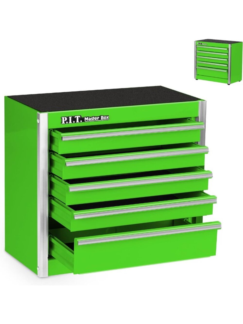 Compact Metal Toolbox Organizer with 5 Drawers, Magnetic Lock, Cute Green Design